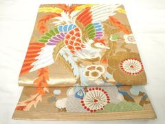 平和屋着物◎六通柄袋帯　唐織　鳳凰花文　金銀糸　正絹　逸品　AABM7326ex