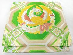 平和屋着物◎六通柄袋帯　唐織　蜀江鳳凰文　銀糸　正絹　逸品　CABM8555nb