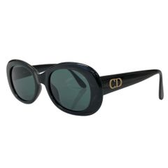 Christian Dior クリスチャンディオール CDロゴ セルフレーム オーバル サングラス アイウェア 2957 ブラック レディース中古 古着 USED 良品