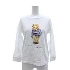 ポロ ラルフローレン POLO RALPH LAUREN Tシャツ クルーネック 長袖 プリント M 白 ホワイト 茶 ブラウン /UU ■AWS1