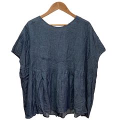 26SS marble SUD マーブルシュッド シアーデニム 2WAYピンタックブラウス 半袖 シャツ 05GM071133 ネイビー レディース 春 夏 中古 古着 USED 美品