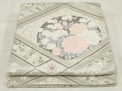 平和屋着物◎六通柄袋帯　唐織　鳳凰　銀糸　正絹　逸品　AABN1459ou