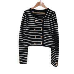 26SS SNIDEL スナイデル クロシェライクニットジャケット カーディガン SWNT261198 サイズF ブラック ホワイト レディース 春 夏 秋 冬 中古 古着 USED 美品