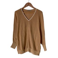 theory luxe セオリーリュクス COTTON PRINCE Vネック コットン ニット カットソー 38 ベージュ レディース 秋 冬 中古 古着 USED 美品