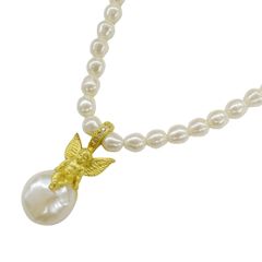 ジバンシィ GIVENCHY ネックレス レディース ブランド ゴールド ホワイト パール風 天使 エンジェル アクセサリー【中古】