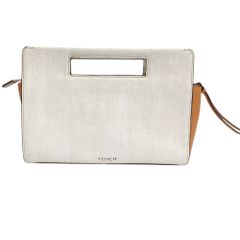COACH コーチ フラップポケット ハンドバッグ クラッチバッグ ホワイト レディース中古 古着 USED 良品