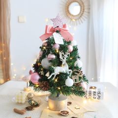 クリスマスツリー 卓上 45cm ピンク LEDライト付き ミニツリー 電池式 工具不要 簡単組立 省スペース 北欧風 クリスマス飾りmt e70971eb