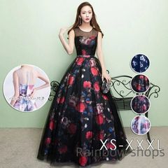 【新品未使用】パーティードレス longdress ロングドレス 花柄 ワンピース パーティドレス ノースリーブ ウェディングドレス ウエディング ドレス 二次  