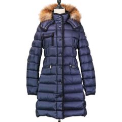 MONCLER モンクレール HERMIFUR フォックスファー ダウンコート サイズ1 ネイビー レディース 秋 冬 中古 古着 USED 美品