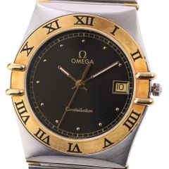 OMEGA オメガ コンステレーション 腕時計 ウォッチ デイト SS ブラック文字盤 シルバーカラー メンズ中古 古着 USED 美品