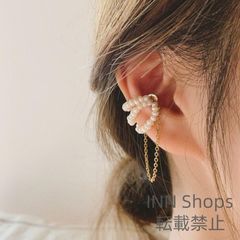 【新品未使用】イヤーカフ チェーン レディース 片耳用 イヤリング マグネット キャッチ フェイクパール アクセサリー 韓国ファッション きれいめ 
