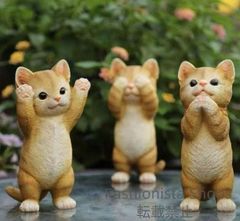 【新品未使用】猫の置物3個セット かわいい 園芸装飾 ガーデン雑貨 置物です カントリー風 ガーデンオブジェ 新築祝 プレゼント 置き型 装飾品 誕生日プレゼント 雰囲気アップ 