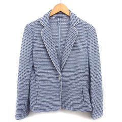 ロシャス ROCHAS ニット テーラード ジャケット アウター 裏地なし コットン混 11 紺 ネイビー /NT32