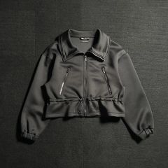 ZARA ブラック クロップド フルジップアップ ジャケット