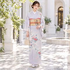 訪問着 4点フルセット（着物・袋帯・帯締め・帯揚げ） 届いてすぐにご着用いただける、訪問着・袋帯・帯締め・帯揚げの華やかな4点セットです。