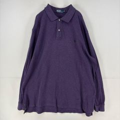 古着 ポロバイラルフローレン Polo by Ralph Lauren 長袖シャツ ポロシャツ ロゴ 大きいサイズ 鹿の子 刺繍 3XL  パープル メンズ