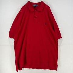 古着 ポロバイラルフローレン Polo by Ralph Lauren 半袖シャツ ワンポイント ポロシャツ ロゴ 刺繍 大きいサイズ 3XL  レッド メンズ