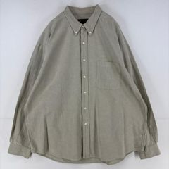 古着 エディー・バウアー Eddie Bauer 長袖シャツ 胸ポケット 大きいサイズ ボタンダウンシャツ 2XL  グレー 無地 メンズ