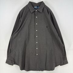 古着 ポロバイラルフローレン Polo by Ralph Lauren 長袖シャツ ワンポイント ロゴ 大きいサイズ 刺繍 3XL  ブラック系 チェック メンズ