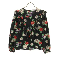 ZARA ザラ 花柄 長袖 シャツ S ブラック ブラウス レディース 古着