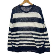 POLO RALPH LAUREN ポロ・ラルフローレン ボーダー 透かし編みニット sizeL/ネイビー×ホワイト