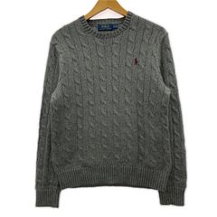 POLO RALPH LAUREN ポロ・ラルフローレン ケーブル編み ワンポイント刺繡ニット sizeXS/グレー
