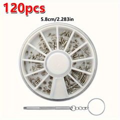 【120個セット】修理用ネジキット 小型ネジ修理アクセサリー ミニドライバー付 収納ケース付 メガネ スマホ カメラ 時計 自宅整備に最適