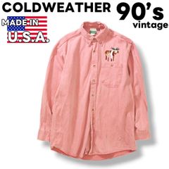 【美風合】 90s ヴィンテージ USA製 コールドウォータークリーク COLDWATER CREEK ボタンダウン コットン シャツ M サーモンピンク メンズ