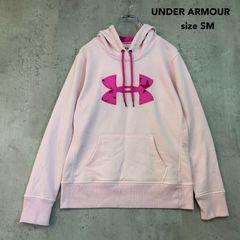 UNDER ARMOUR アンダーアーマー SM S ピンク UAアーマー スウェット ビッグロゴ フーディー プリーツ パーカー デカロゴ フーデッド スウェット トレーナー 長袖 スポーツウェア WTR1081 ★ ◇■