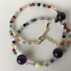 ★パールネックレス★天然石★アメジスト他★ハンドメイド★ファッション★ネックレス★