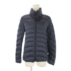 ユニクロ UNIQLO ライトダウンジャケット 上着 M 紺 ネイビー 無地 ハイネック 長袖 /CK11 ■ECB009