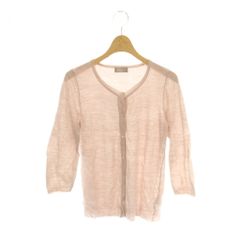 マーガレットハウエル MARGARET HOWELL カーディガン 七分袖 ニット リネン 2 ピンク /MI ■GY53