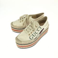グッチ GUCCI シェリーライン プラットフォーム エスパドリーユ スニーカー 525711 アイボリー マルチカラー キャンバス ラバー レディース 【1-0294229】