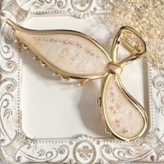 バンスクリップ　レースフラワー2色　bijou  レジン