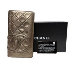 CHANEL シャネル 長財布 カボンライン ゴールド レザー