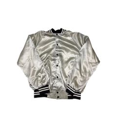 80s 90s AUBURN SPORTSWEAR USA製 サテンジャケット シルバー L