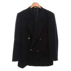 ジバンシィ GIVENCHY テーラードジャケット ウール ダブルブレスト サイドベンツ ピークドラペル 94 82 175 紺 ネイビー T38570 /NL