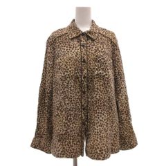 レリアン Leilian シャツ ブラウス レオパード柄 長袖 絹 シルク 13+ 茶 ブラウン ベージュ /SX ■GY09
