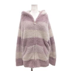 ジェラートピケ gelato pique パーカー フーディー ジップアップ ストライプ柄 F 紫 パープル 白 ホワイト /SX ■GY09