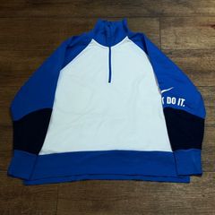 NIKE ナイキ ハーフジップ スウェット ラグラン 切替 XL 青