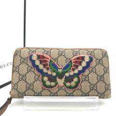 正規品　美品　グッチ財布　グッチ長財布　グッチバタフライ　グッチGGスプリーム GUCCI ラウンドファスナー