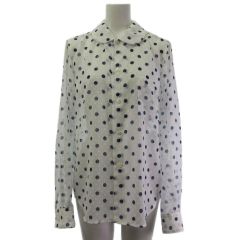 コムデギャルソン COMME des GARCONS GIRL ピーターパンカラー 丸衿 ブラウス ドット 白 紺 AD2021 M
