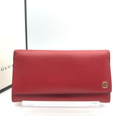 正規品　極美品　グッチ財布　グッチ長財布　グッチインターロッキングG レッド　 GUCCI ゴールド金具 ウォレット レザー