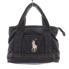 ポロ ラルフローレン POLO RALPH LAUREN ミニトートバッグ ハンドバッグ キャンバス ポニー刺繍 紺 ネイビー /KU