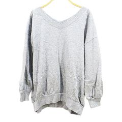 アズールバイマウジー AZUL by moussy 長袖 トレーナー S グレー系 Vネック バックVネック 無地 ドロップショルダー