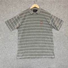 CHAPS RALPH LAUREN チャップス ラルフローレン 90s 90年代 ヴィンテージ ボーダー柄 ワンポイントロゴ刺繍 半袖 ポロシャツ グレー チャコール Mサイズ メンズ アメカジ トラッド