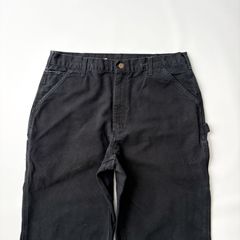 Carhartt カーハート ペインターパンツ W36 L34 シングルニーパンツ ダックパンツ ダック地 革タグ 裏ボア 厚め生地 トリプルステッチ ジッパーフライ 防寒 ブラック 黒 メンズ ワークパンツ コットン 100% 古着 作業着 ボトムス