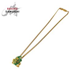 美品 Givenchy ジバンシー ヴィンテージ カエルモチーフ ゴールド グリーン メタル ネックレス ペンダント レディース 1-0294735【中古】