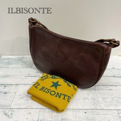 IL BISONTE イルビゾンテ レザー 本革 ハーフムーン ショルダー バッグ ダークブラウン 三日月 無地 保存袋付き 鞄 _208