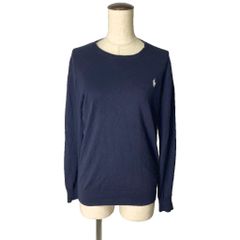 ポロ ラルフローレン POLO RALPH LAUREN 長袖 ニット セーター ロゴ刺繍 S ネイビー